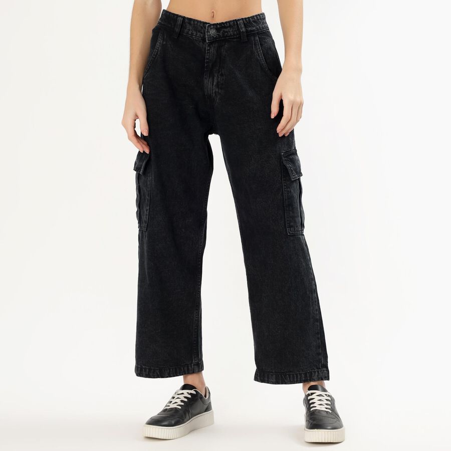 Women's Muted Indigo Slim Fit High Waist Jeans, Black, large