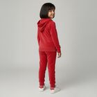 Girls Deep Crimson Red Hooded Casual Hipster Set, Maroon, small image number null