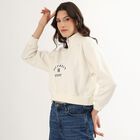 Women's Off-White Half Zip Casual Sweatshirt, Off White, small image number null