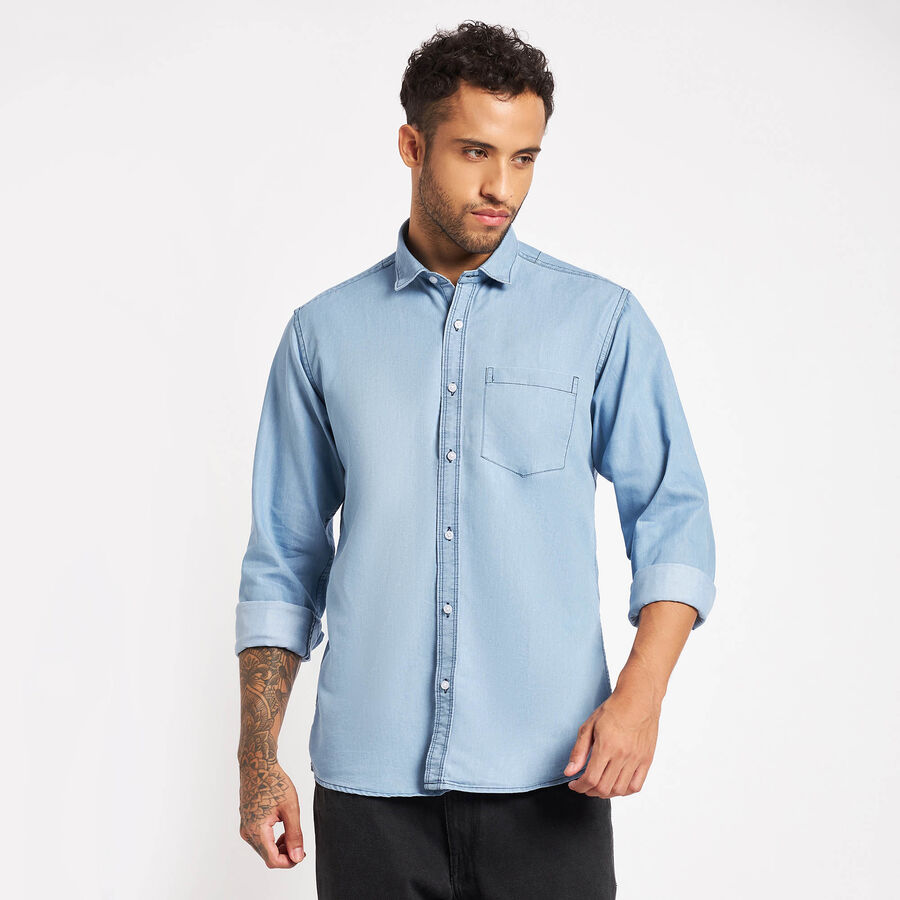 Solid Casual Shirt, Light Blue, large image number null