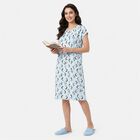 Women Light Blue Round Neck T-Shirt Style Nighty, Light Blue, small