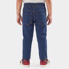 Boys' Navy Blue Slim Fit Drawstring Jeans, गहरा नीला, small