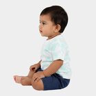 Infants' Light Green Cotton Round Neck Printed Baba Suit, Light Green, small