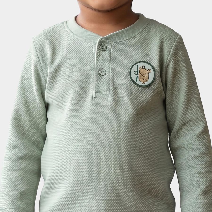 Infants Green Cotton Round Neck Regular T-Shirt, Light Green, large