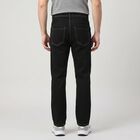 Men's Black Straight Fit Drawstring Jeans, काला, small