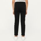 Girls' Jet Black Slim Fit Frayed Hem Jeans, Black, small image number null