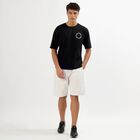 Men's Jet Black Round Neck Graphic Printed T-Shirt, काला, small image number null