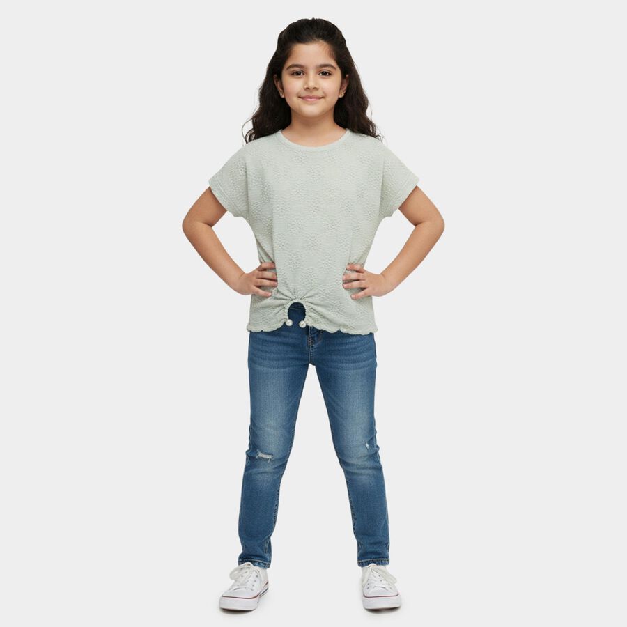Girls' T-Shirt, हल्का हरा, large
