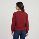 Women Maroon Crew Neck Pullover Sweatshirt, मरून, small
