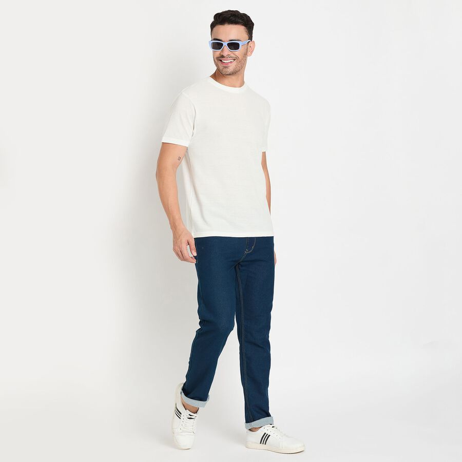 Men's Round Neck Half Sleeves T-Shirt , Off White, large