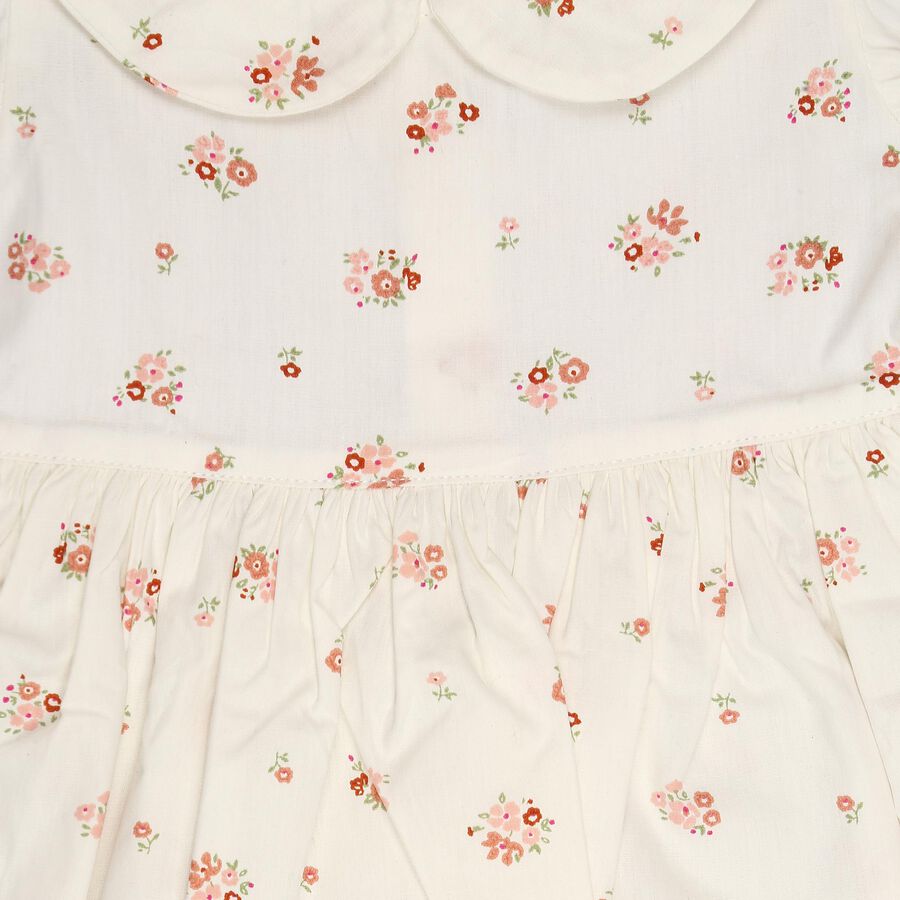 Infant Girls' 100% Cotton Frock, White, large image number null