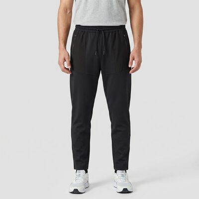 Men's Black Slim Fit Zip Pocket Track Pants