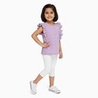 Girls' Soft Lavender Round Neck Romantic T-Shirt, लाइलेक, small image number null