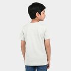 Boys Ecru Melange Crew Neck Regular Boys T-Shirt, Ecru Melange, small