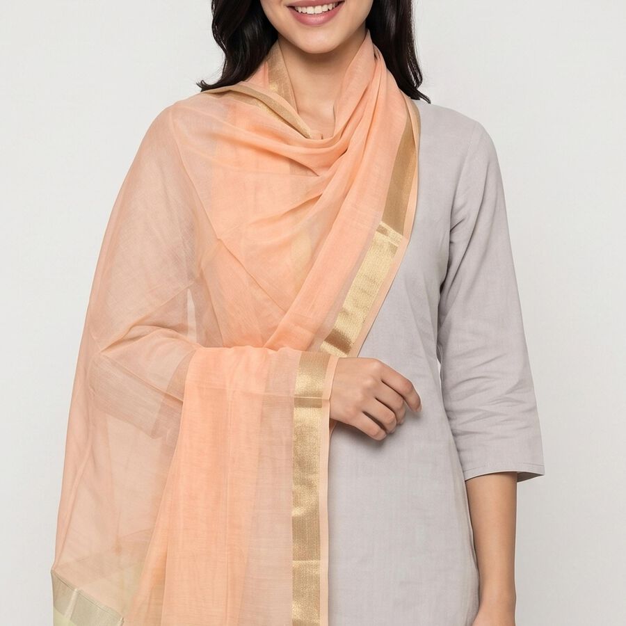 Women's Peach Solid Dupatta, पीच, large
