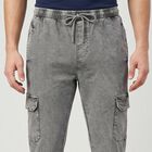 Men's Grey Cargo Jogger, मिश्रित हल्का ग्रे, small