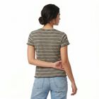 Women's Black Round Neck Regular T-Shirt, काला, small
