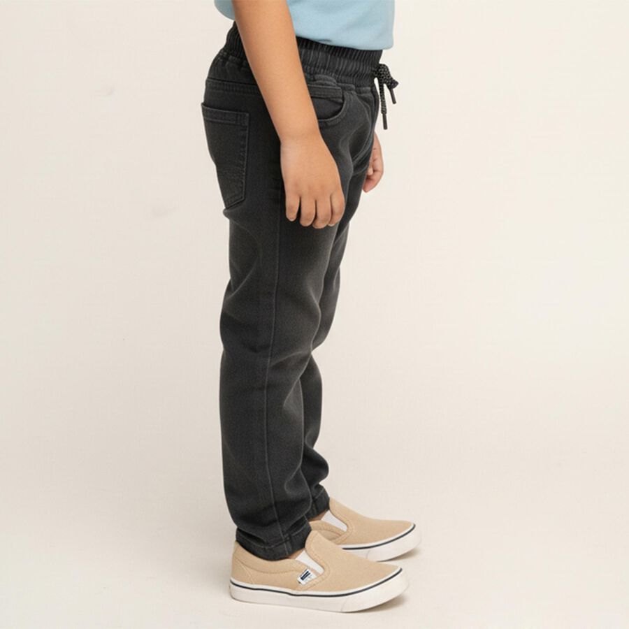 Boys' Faded Black Regular Fit Elasticated Jeans, हल्का ग्रे, large image number null