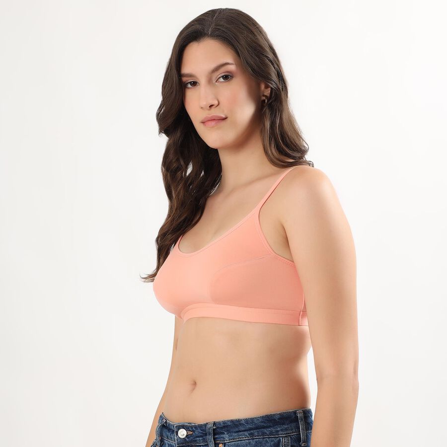 Women's Soft Peach Cotton Blend Wire-Free Everyday Bra, Peach, large