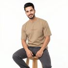 Men's Khaki Round Neck Regular T-Shirt, Khaki, small