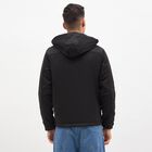 Men's Jet Black Hooded Casual Jacket, काला, small image number null