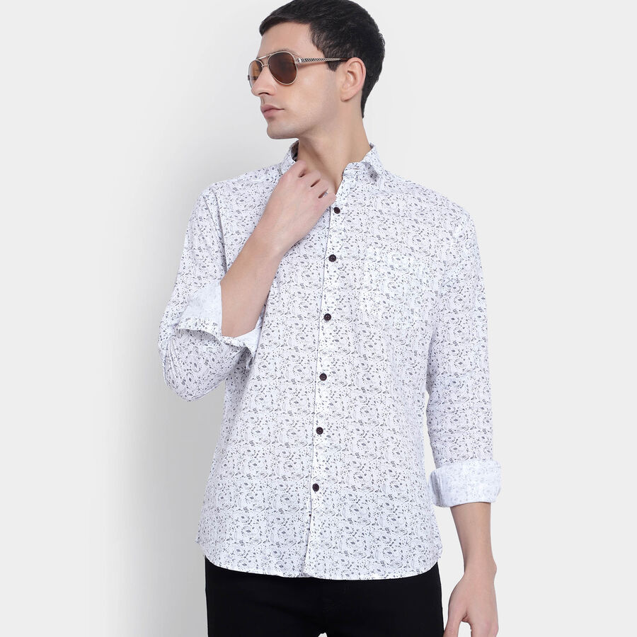 Cotton Printed Casual Shirt, White, large image number null