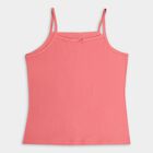 Girls' Soft Pink Cotton Spaghetti Sleeveless Vest, Coral, small image number null