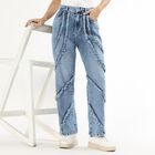 Women's Light Blue Wide Leg Distressed Jeans, Light Blue, small image number null