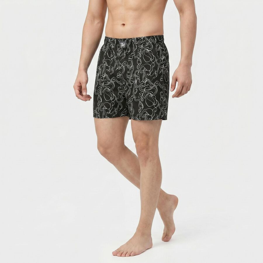 Men's Black Classic Fit Abstract Printed Boxers, Black, large