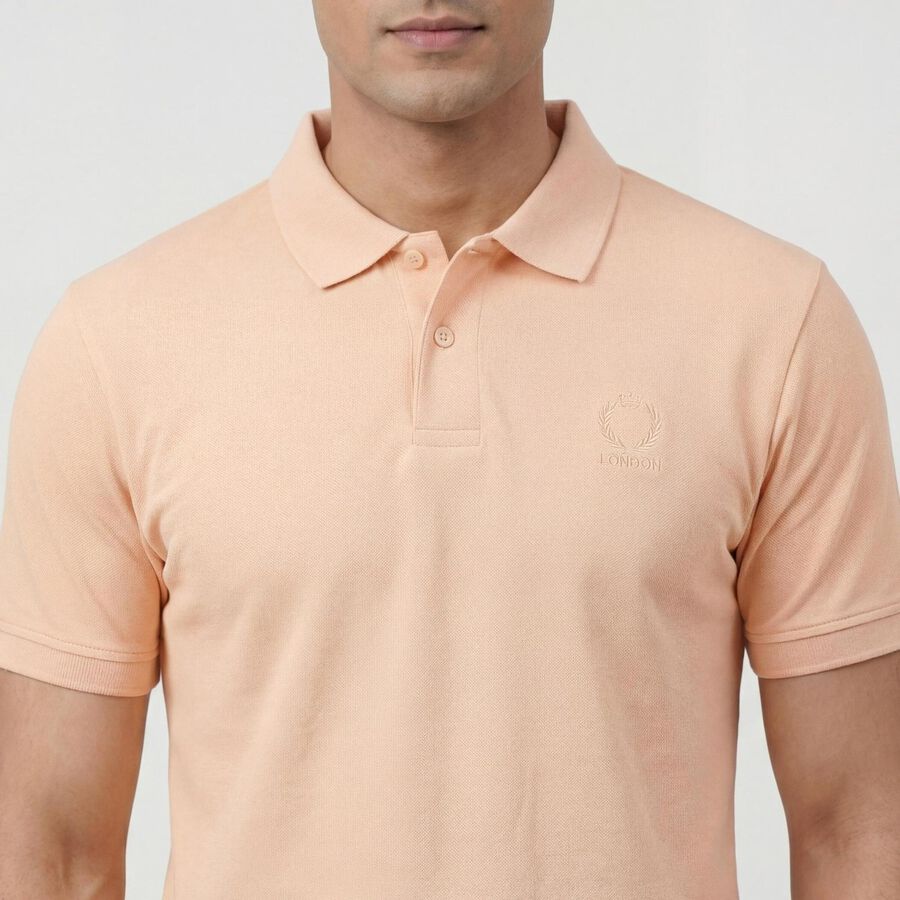 Men's Pink Cotton Collared Neck Casual T-Shirt, Light Pink, large