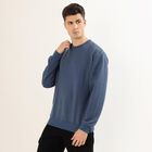 Men's Dusty Steel Blue Crew Neck Casual Sweatshirt, Mid Blue, small image number null
