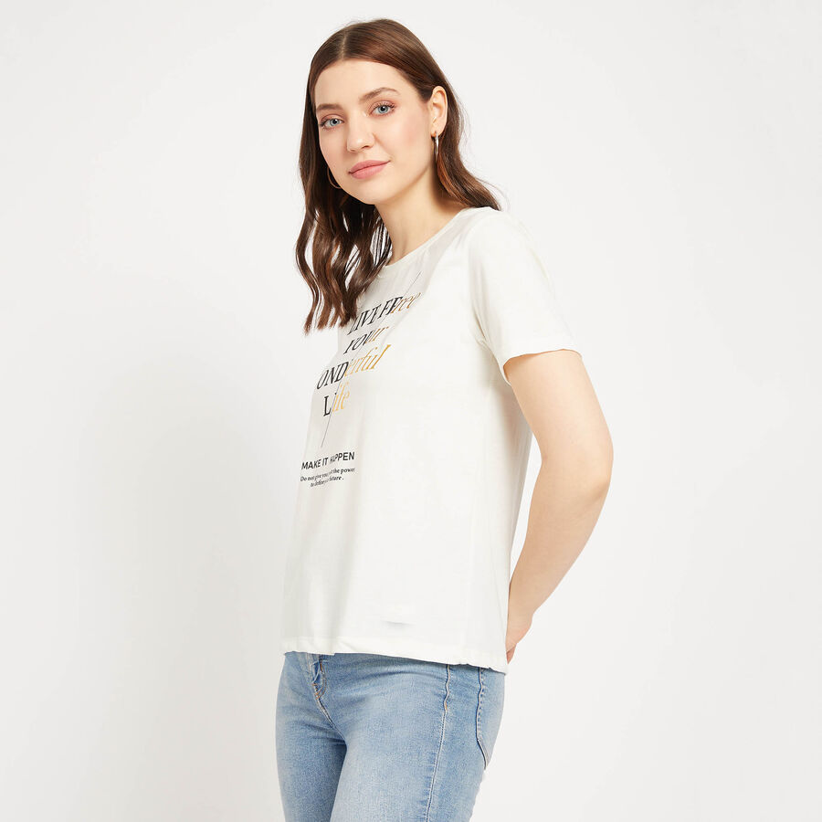Round Neck T-Shirt, Off White, large image number null