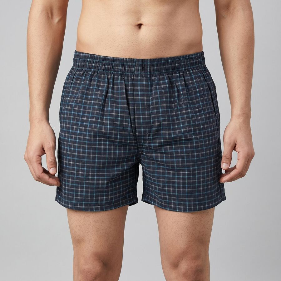 Men's Navy Blue Regular Fit Solid Boxers, Navy Blue, large