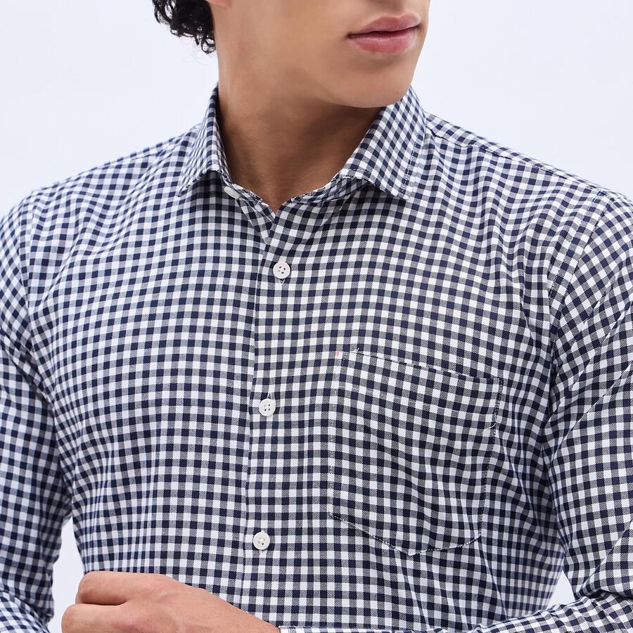 Men's Cut Away Collar Formal Shirt, Navy Blue, large image number null