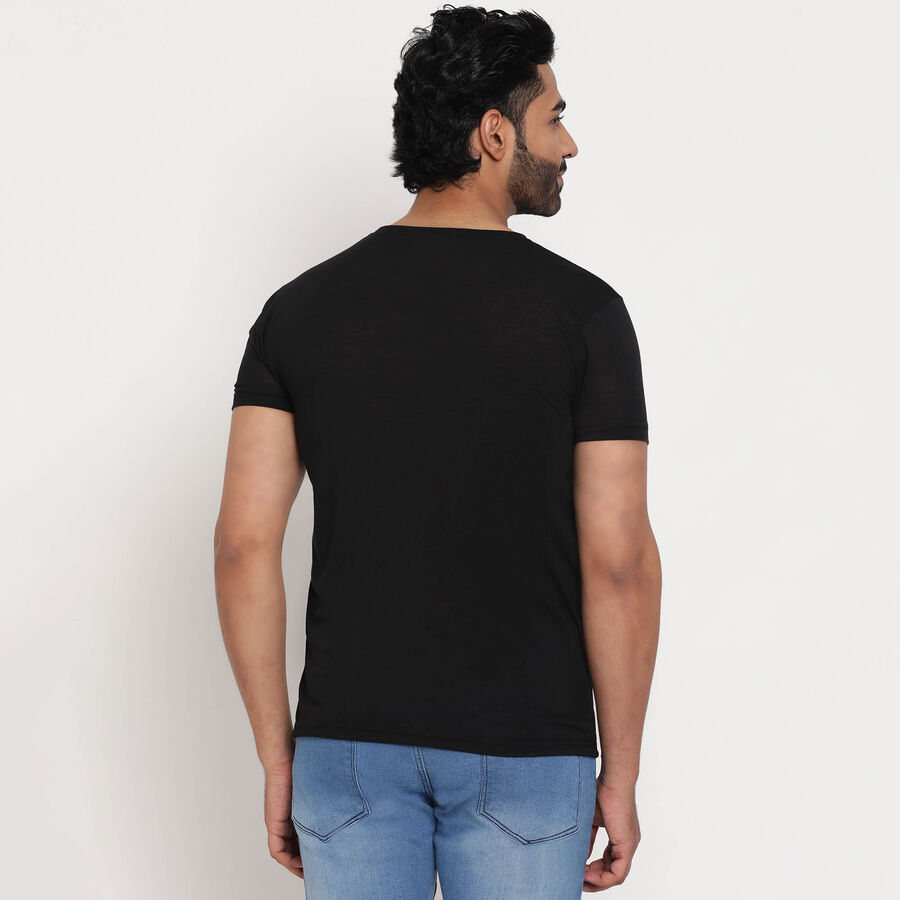 Round Neck T-Shirt, Black, large image number null
