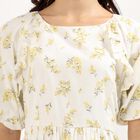 Women's Soft Ivory White Cotton Round Neck Bohemian Dress, Off White, small image number null
