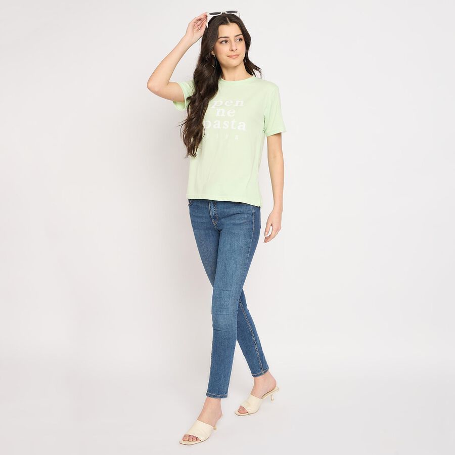 Ladies' Round Neck T-Shirt , Neon Green, large
