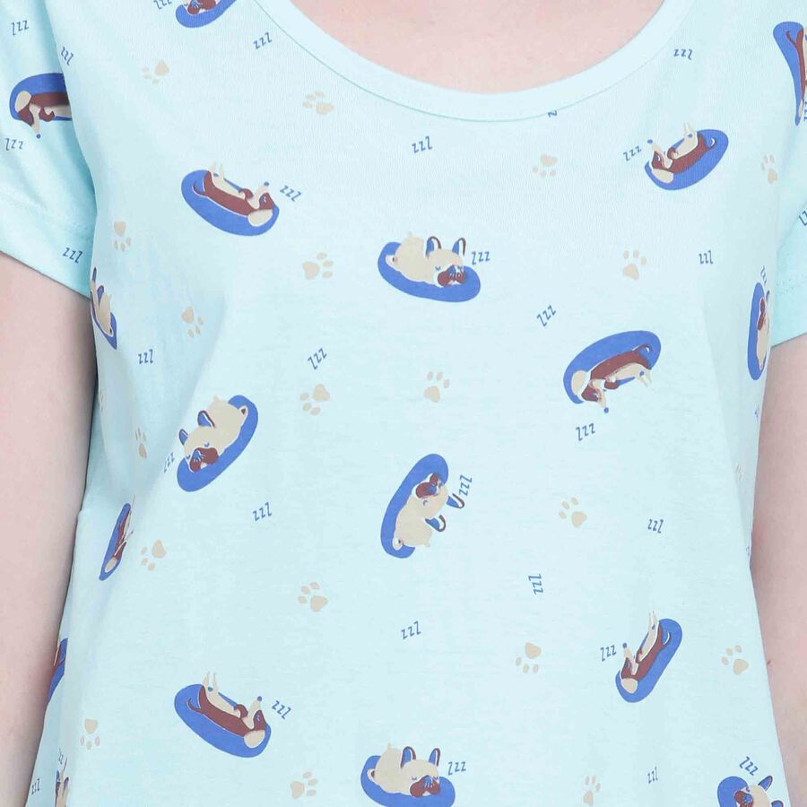 Printed Nighty, Light Green, large image number null
