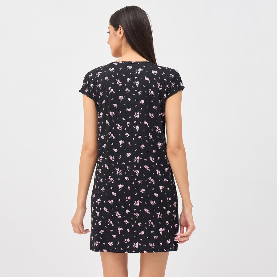 Ladies' Knee Length Nighty, Black, large