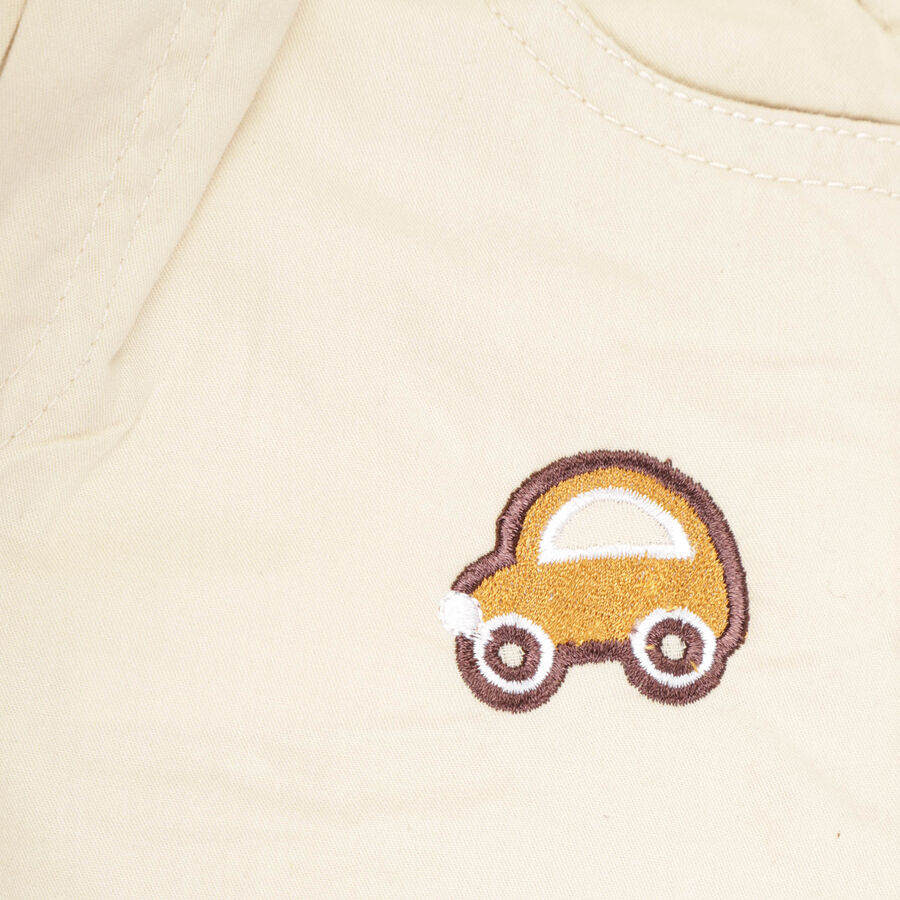Infants Cotton Solid Trousers, Beige, large image number null