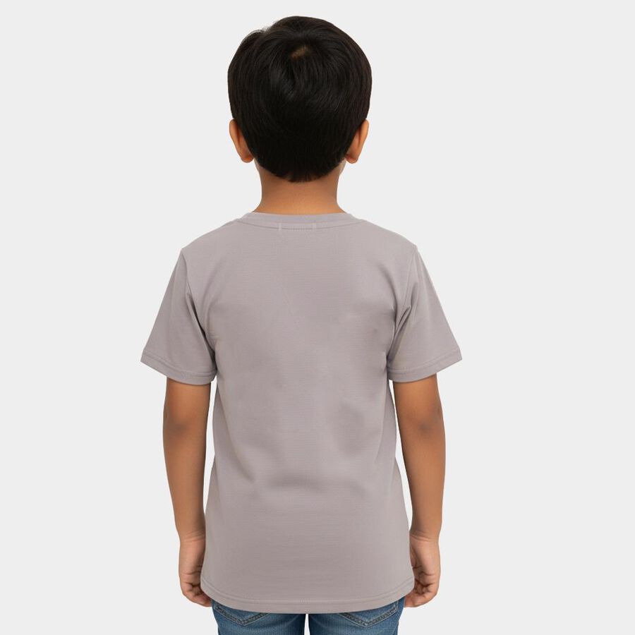 Boys Light Grey Round Neck Casual T-Shirt, Light Grey, large image number null
