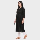 Women's Black Shirt Collar A-Line Kurta, काला, small
