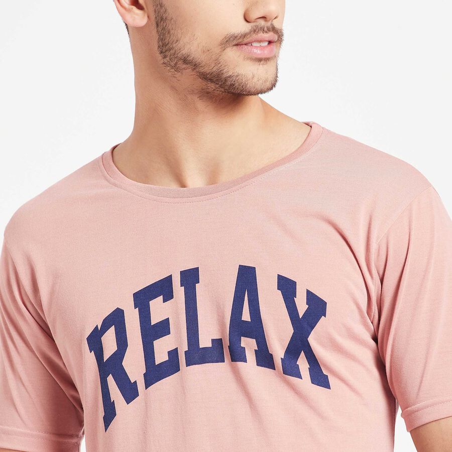 राउन्ड नेक टी-शर्ट, हल्का गुलाबी, large image number null