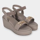 Women Grey Slingback Wedge Sandals, Grey, small