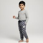Boys' Navy Blue and Grey Checkered Elastic Waist Pyjama, मध्यम नीला, small image number null