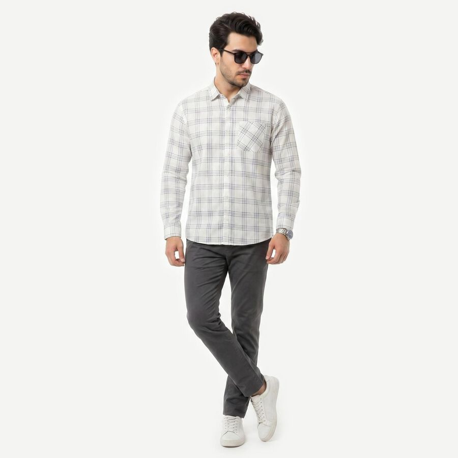 Men's Mid Blue Cotton Long Sleeve Button-Down Regular Fit Shirt, Mid Blue, large