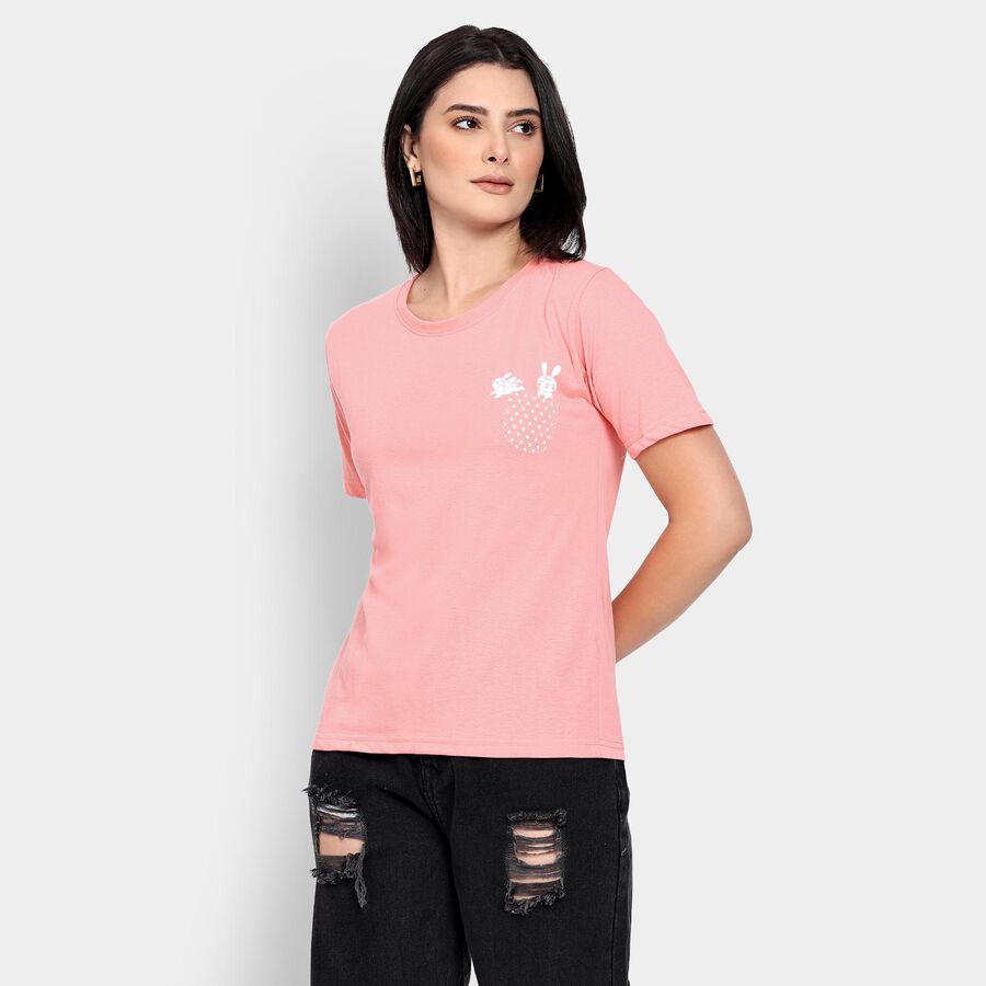 Ladies' Round Neck T-Shirt, Pink, large image number null