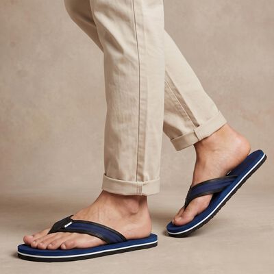 Men's Navy Blue Thong Strap Slip-On Flip-Flops