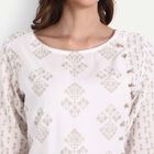 Printed Straight Kurta, Off White, small image number null