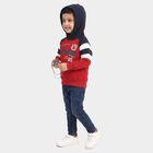 Boys' Maroon Hoodie Neck Graphic Sweatshirt, मरून, small